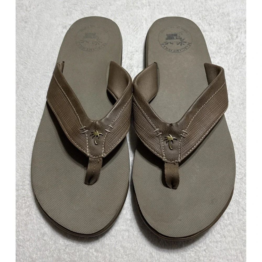 Margaritaville Harborside Flip Flop Mens Size 14 Sandals Brown Palm Tree Thongs